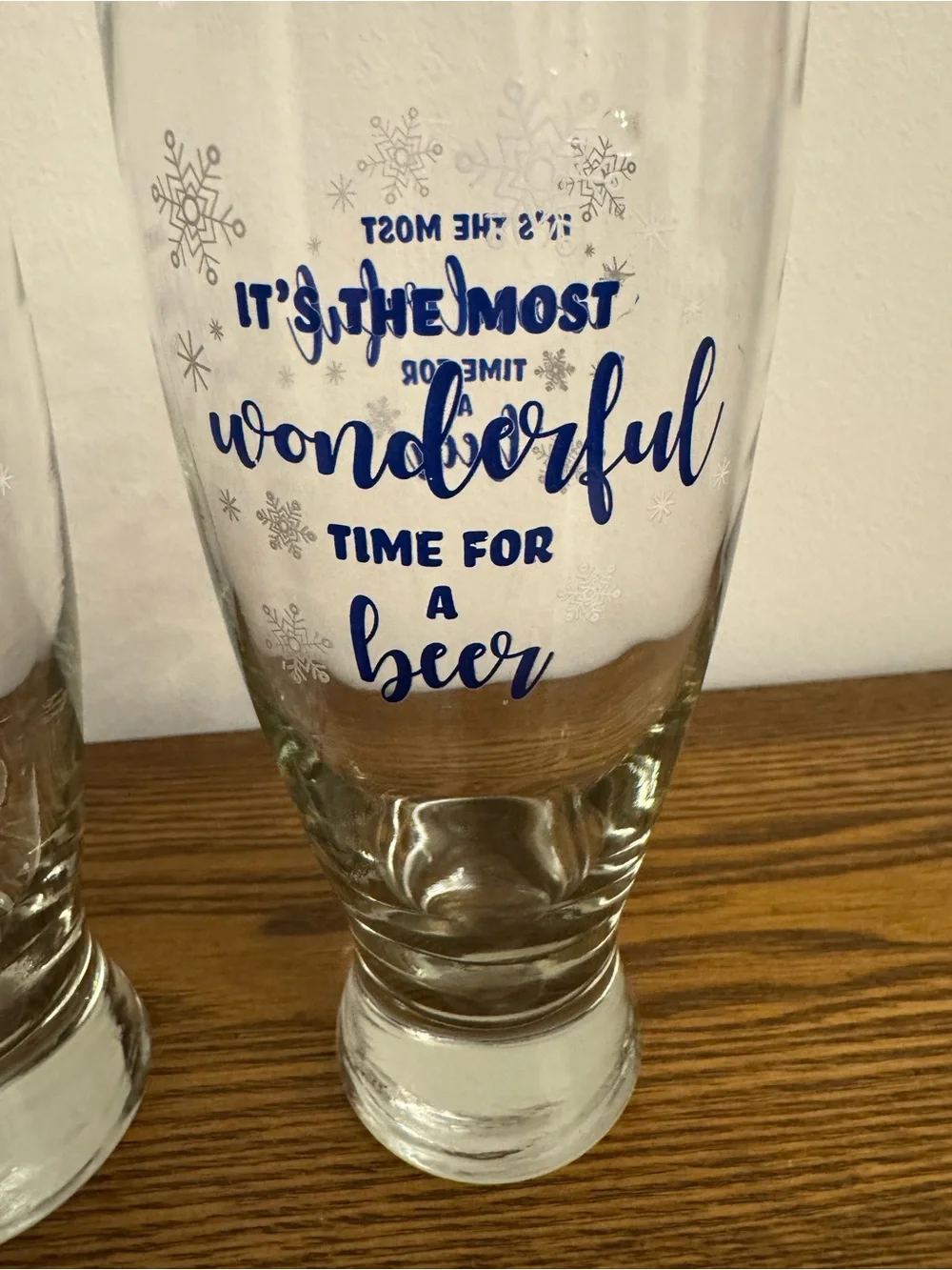 SET OF 2 Cristar Holiday Pilsner Glasses 